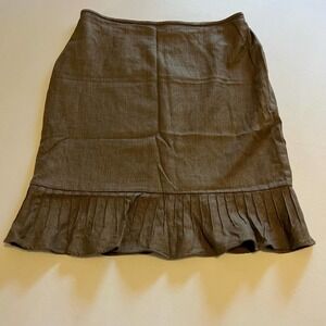 Larry Levine Brown pencil skirt pleated bottom 16